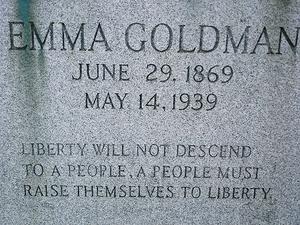 The inscription on Emma Goldman's grave