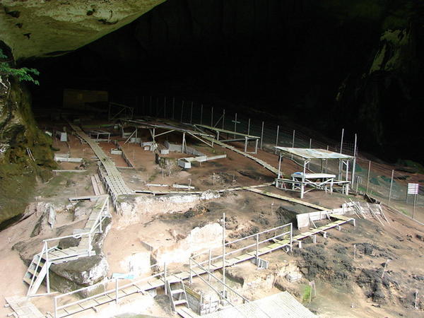 Archaeological site in the Great Cave, Niah National Park.