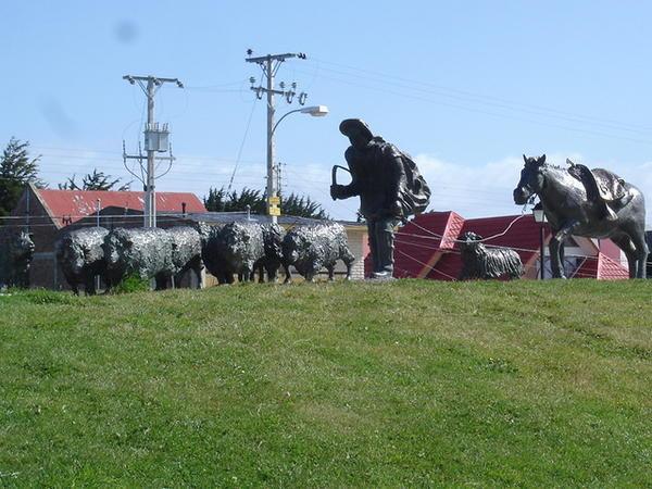 Statue on road in Punta Arenas