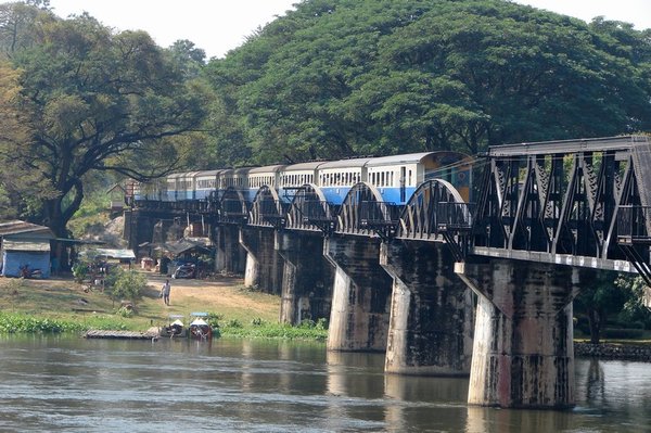 The bridge over the river at Kanchanaburi.