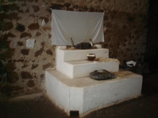 Traditional African Shrine in honour of the ancestors at the Cape Coast Castle