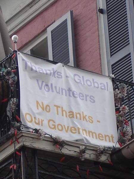 Not all Americans love their government!  French quarter, New Orleans