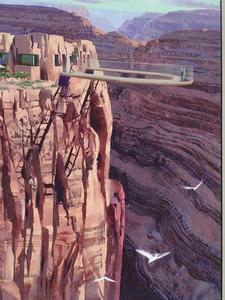 Artists impression of the skywalk at the Western rim of the Grand Canyon.