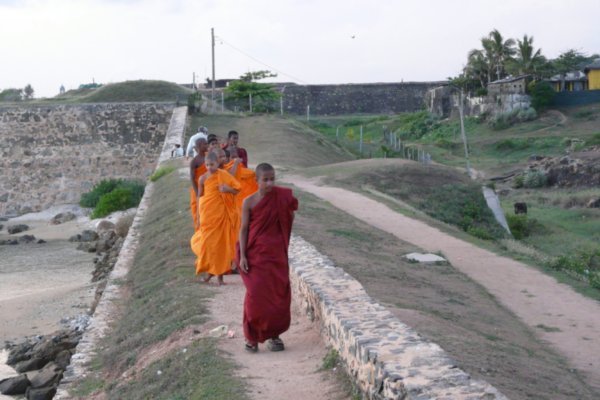 Monks on rampart