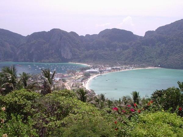 view from phi phi hill over the town