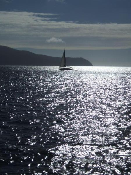 sailboat before sunset