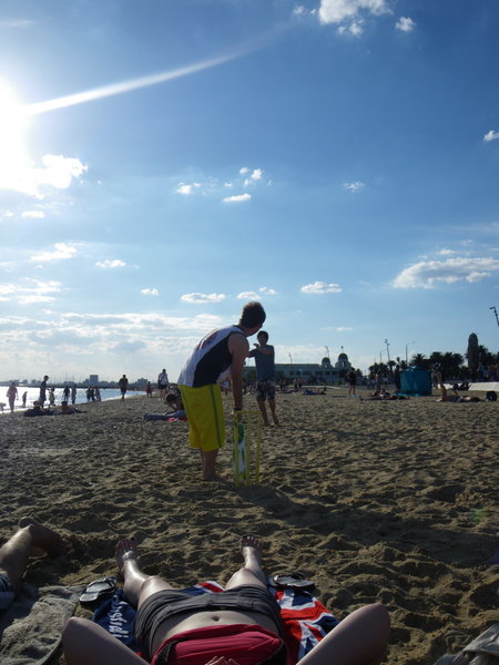 Brits, Playing Cricket On A Busy Beach!!
