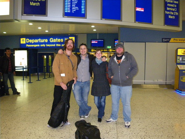 Me, Mike, Anja and Phil, Manchester Airport, England