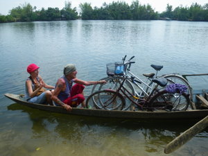 Laura And Pat On A Boat, Kampot, Cambodia
