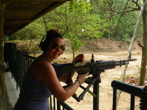 Mari Lou Shooting Guns, Cu Chi Tunnels, Vietnam