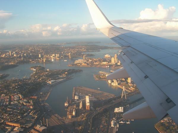 View of Opera House/Bridge from plane
