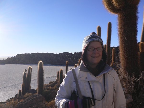 A cactus island on the edge of the salt plains