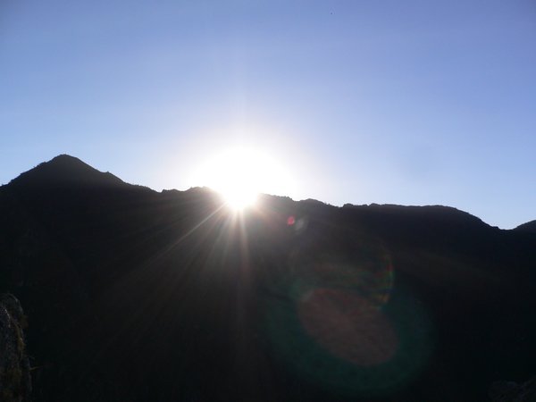 Sun setting at Machu Picchu