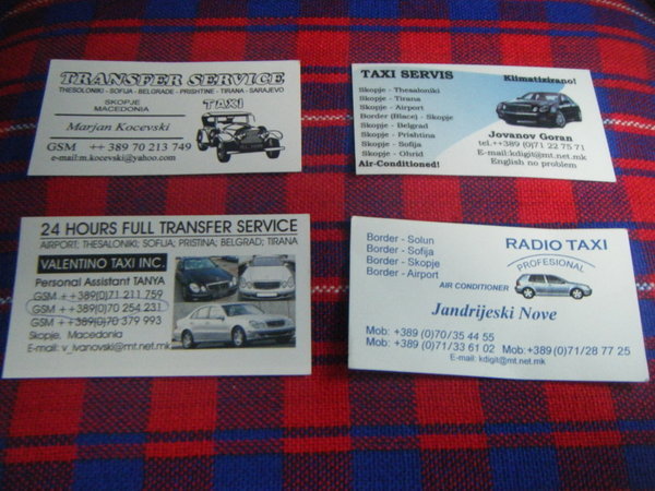 I have the whole Skopje collection of taxi business cards!