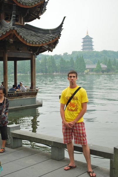 Me, West Lake, and Leifeng Pagoda in the background