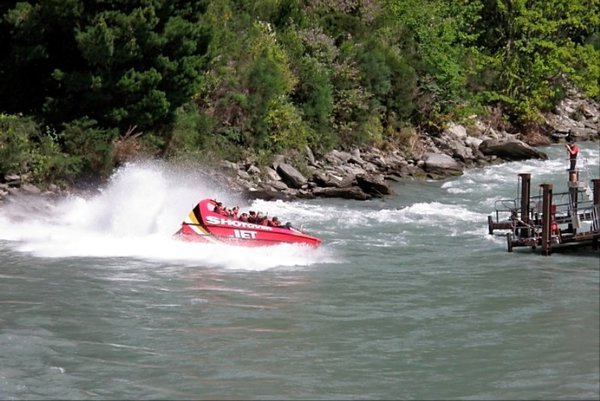 Jetboat Beginning a 360-Degree Spin