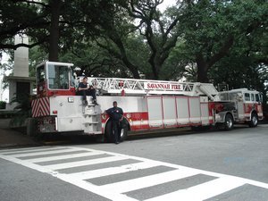 A double turntabled fire engine