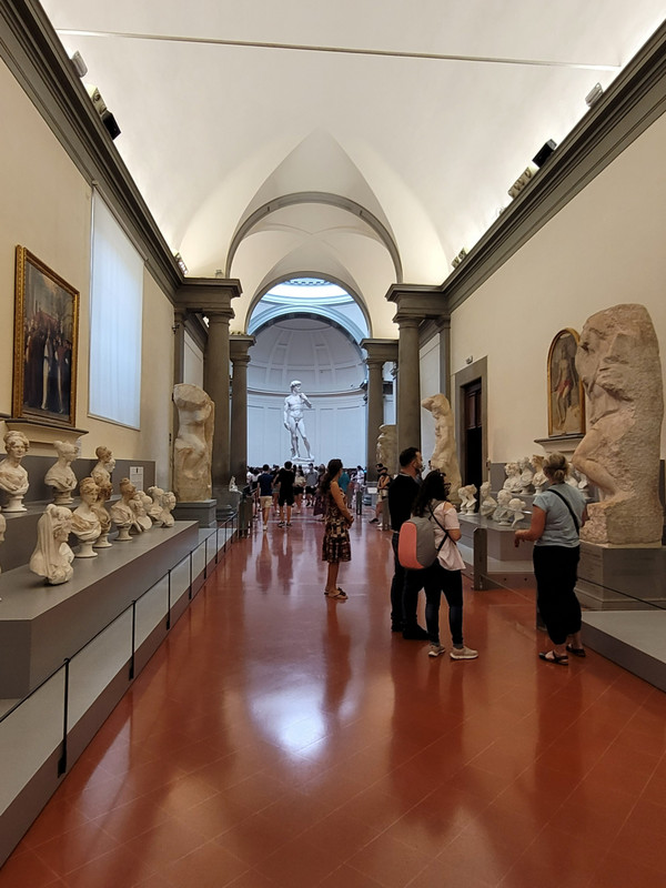 The larger pieces in the foreground are unfinished Michelangelo with the David in the Background