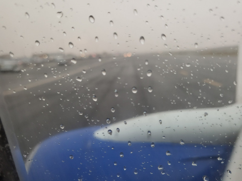 Sitting on the tarmac during a thunderstorm
