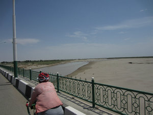 Crossing the Amu Darya River at 48 degrees C. Uzbekistan