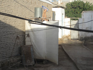 Refilling the shower tank at the guesthouse, Kungrad, Uzbekistan