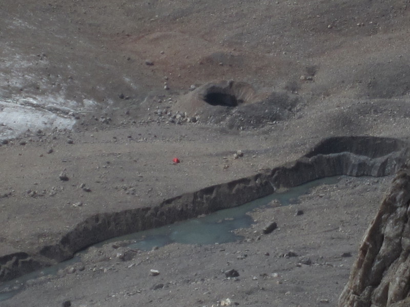 "The crater" & our red tent from above