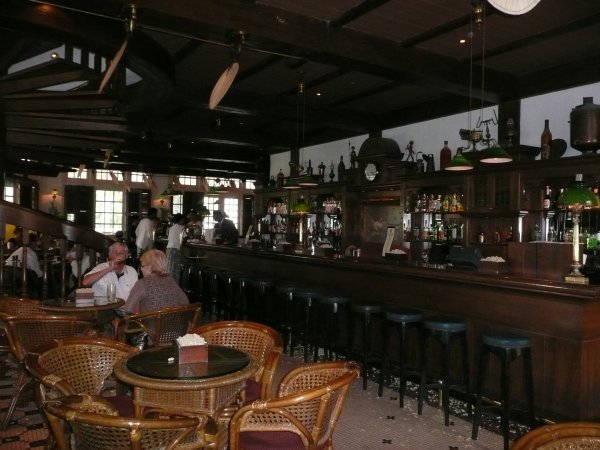 Inside the Long Bar in the Raffles Hotel