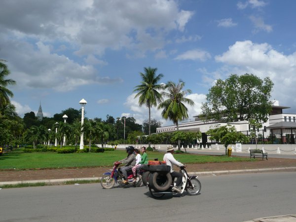 Wat Phnom to left and U.S. embassy to right