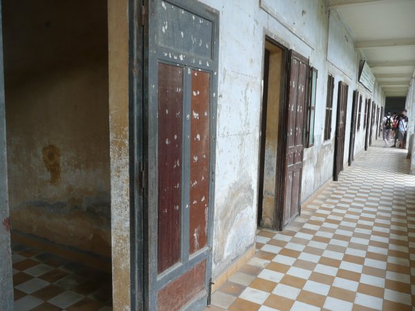 Outside the torture rooms of Tuol Sleng Museum