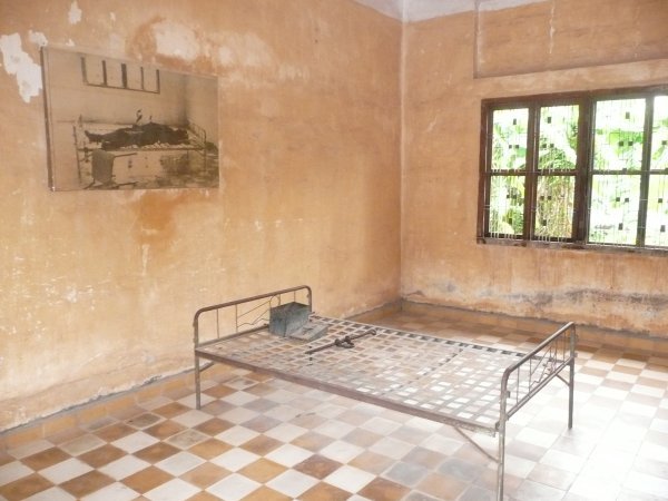 Inside a torture room of Tuol Sleng Museum