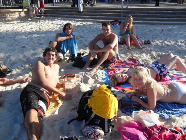 The group on the fake beach