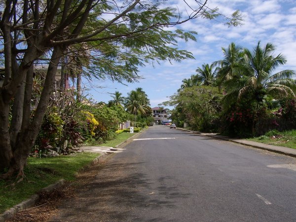 The main road outside Drift in Fiji Hostel on the Fiji mainland
