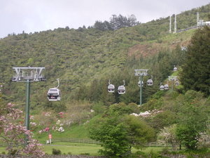 Riding the gondola to the luge 