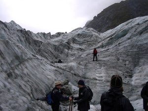 Climbing up the glacier