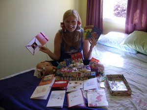 Dianna with our Christmas Parcel