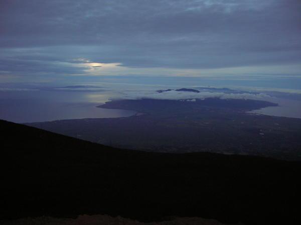 evening falls over Maui