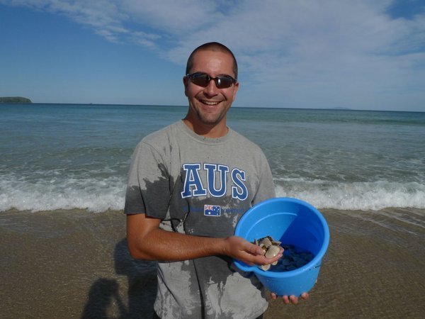 Dave collecting 'pippies' in the Coromandel
