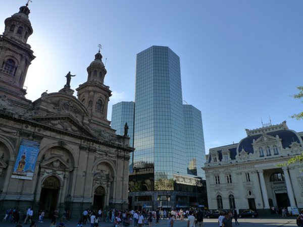 Old and new buildings in Santiago
