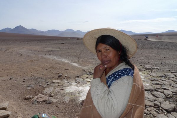 A Bolivian lady on the Chile - Bolivia border