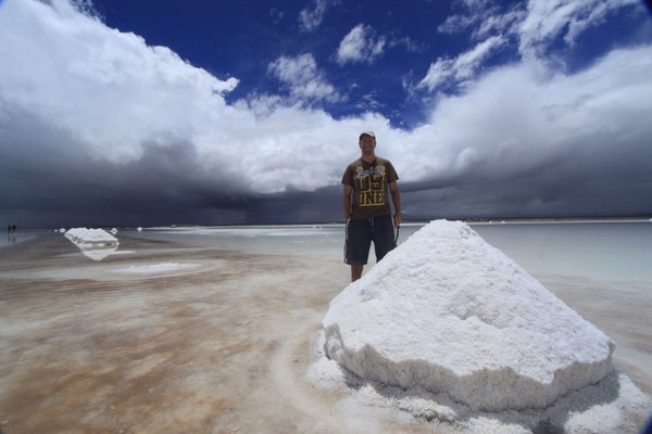 Dave next to a mound of salt