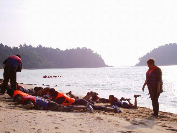 Locals learning to swim on Pangkor