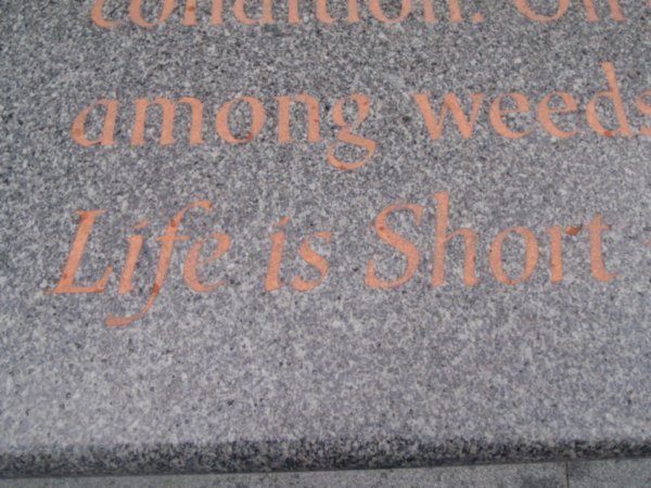 "Life is Short" inscription