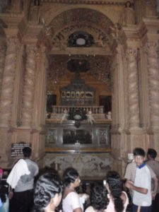 The corpse of St Francis Xavier (1506-1552) in the Basilica of Bom Jesus, Old Goa