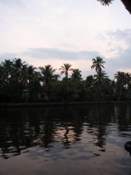dusk on the picturesque Kerela backwaters