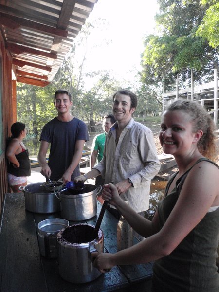 making açai with Canadians