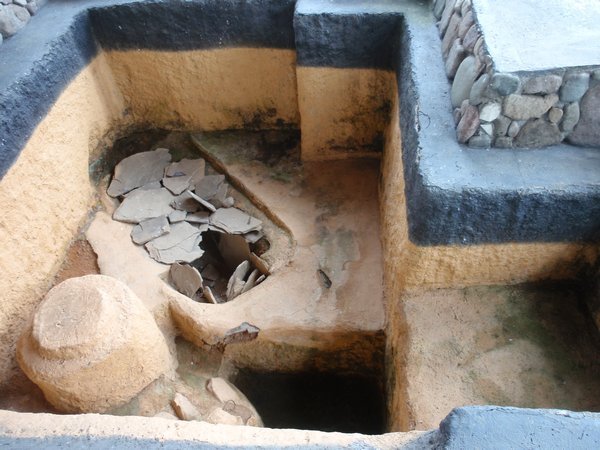 ancient burial tomb and offerings