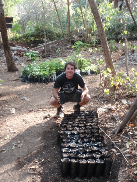 Jeff shows off the mudpies that took half a day to make