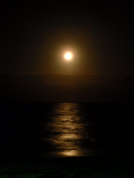 moon rise over the Caribbean sea