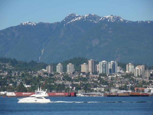 looking across the harbour to North Van and snow-capped mountains