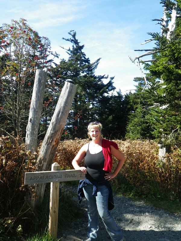 Jen takes a break from her 2200 mile hike up the Appalachian Trail